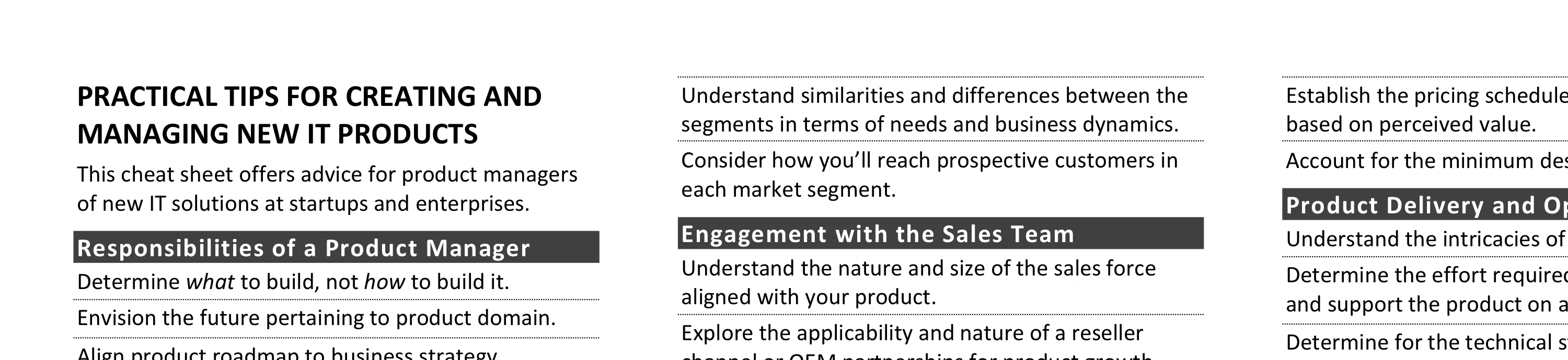 Tips for Creating and Managing New IT Products