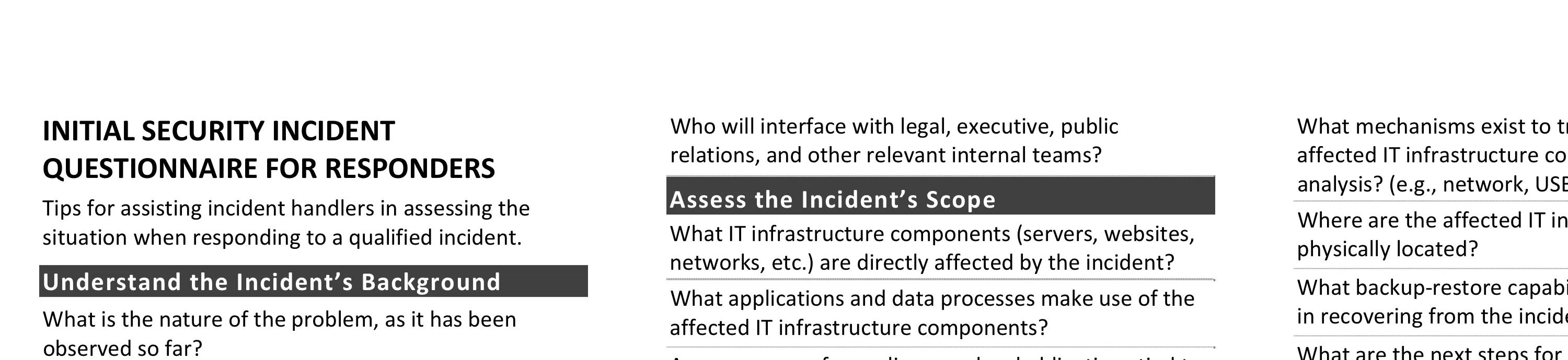 Initial Security Incident Questionnaire for Responders