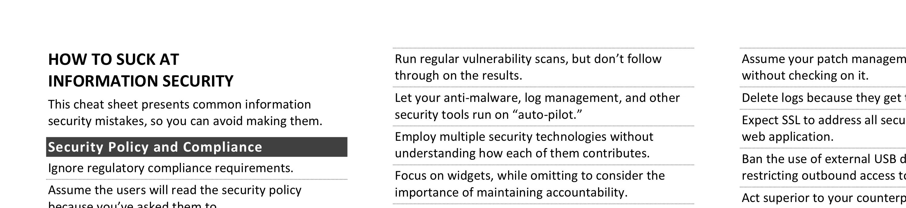 How to Suck at Information Security